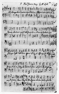 Partition pour une chanson du Nouvel An, composée par Matthew Locke